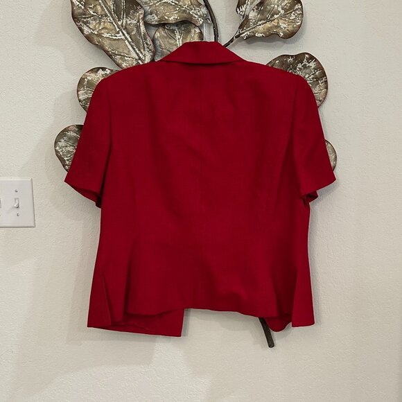 Amanda Smith Red Linen Blend Short Sleeve Blazer & Skirt Set - Picture 4 of 8